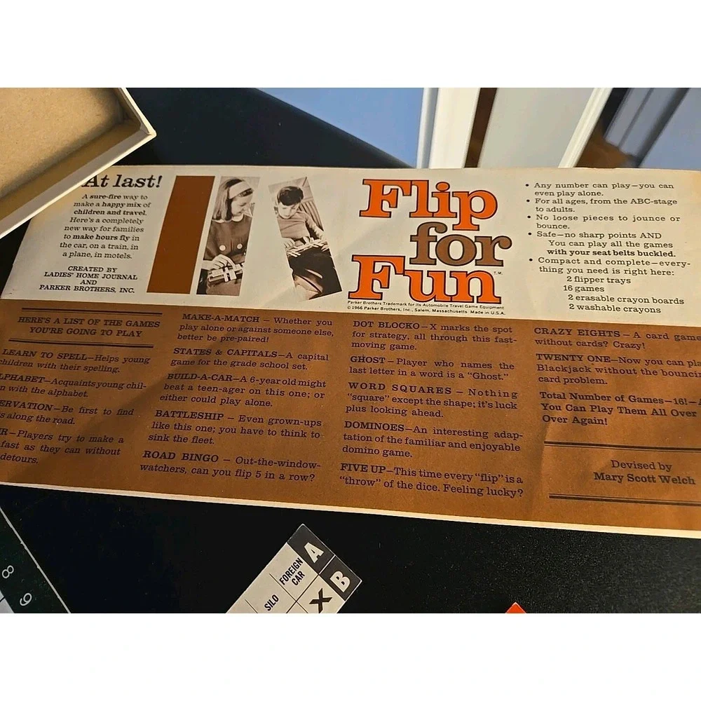 Vintage Parker Brothers Flip For Fun Game 1966 Complete In Box Original‎ Crayons